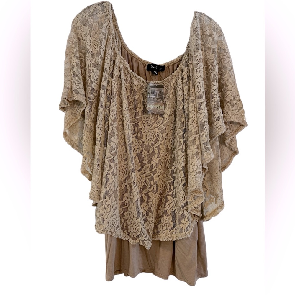 Love J Womens Sheer Lace Tank  Top New! Size 2X (44”)